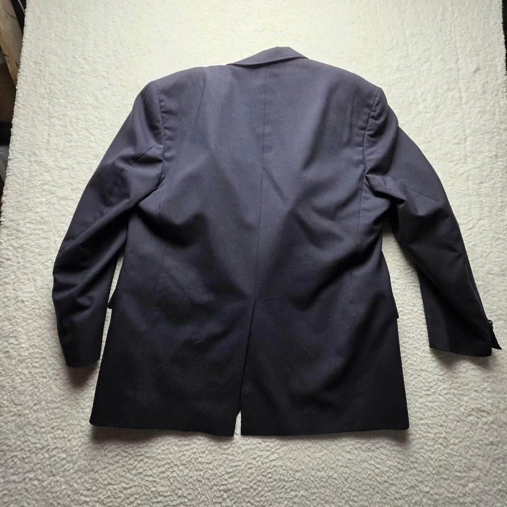 Jos A Bank Blazer Mens 48 Navy Blue 100% Wool Gold Button Sport Coat Jacket